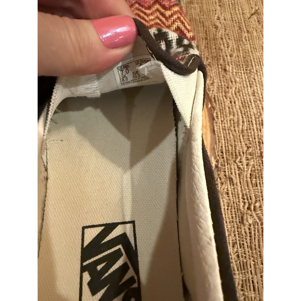 Vans Classic Slip On Fair Isle Brown Woven Textile Shoes Size Men 7 Women's 8.5 - Picture 12 of 13